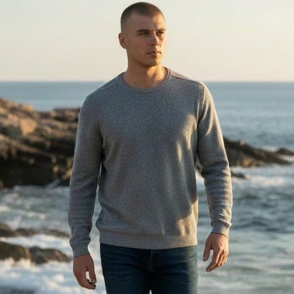Lululemon Mens Merino Wool Crewneck Sweater Heathered Grey Large LM3CHQS‎